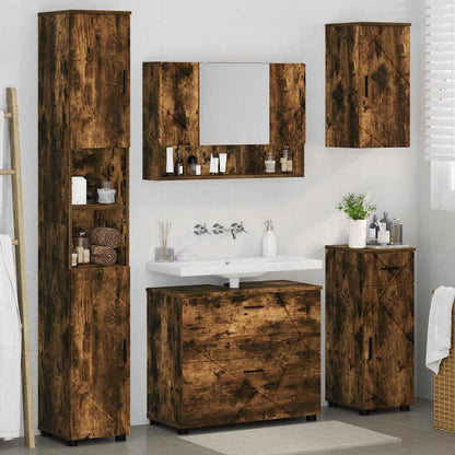 Bathroom Furniture Set with Drawer with Shelf 5 pcs Smoked Oak