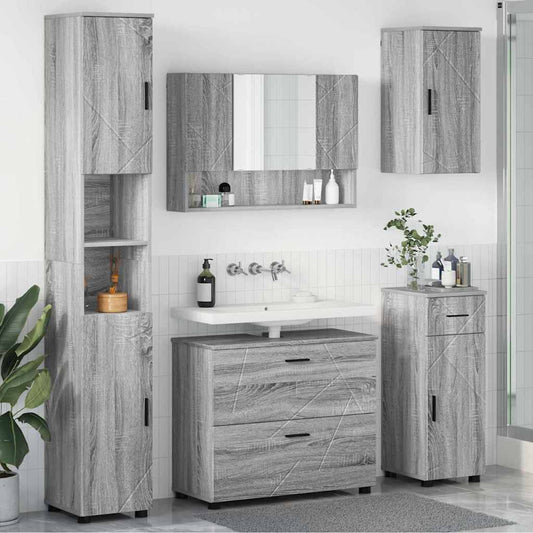 Bathroom Furniture Set 5 pcs Grey Sonoma
