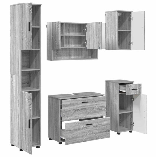 Bathroom Furniture Set 5 pcs Grey Sonoma