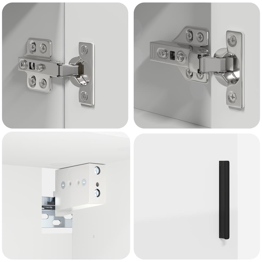 Bathroom Furniture Set 4 pcs White Engineered Wood and Metal
