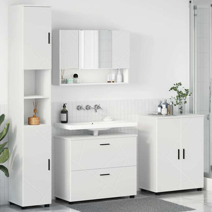 Bathroom Furniture Set 4 pcs White Engineered Wood and Metal