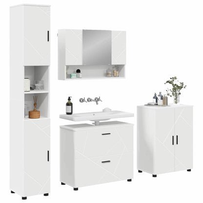 Bathroom Furniture Set 4 pcs White Engineered Wood and Metal