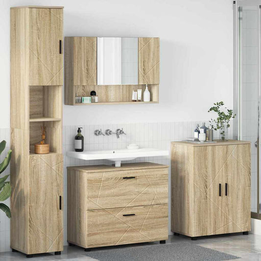 Bathroom Furniture Set 4 pcs Sonoma Oak