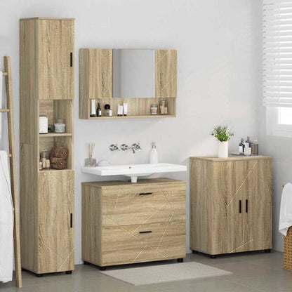 Bathroom Furniture Set with Drawer with Shelf 4 pcs Sonoma Oak