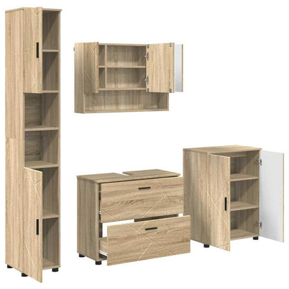 Bathroom Furniture Set with Drawer with Shelf 4 pcs Sonoma Oak