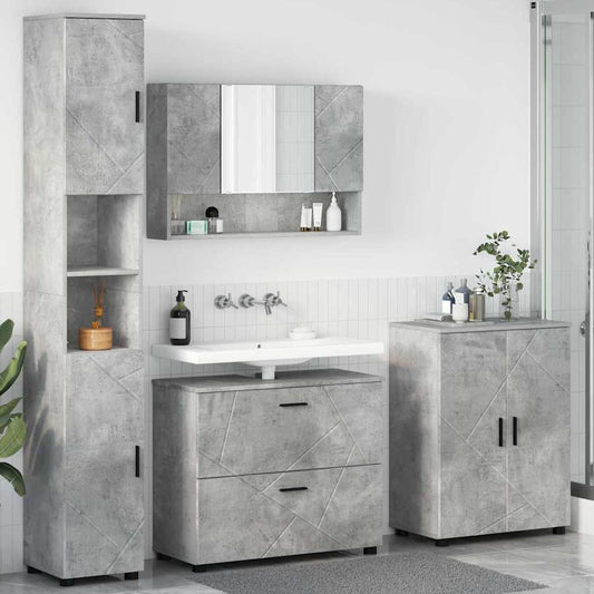 Bathroom Furniture Set 4 pcs Concrete Grey