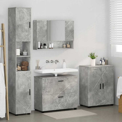 Bathroom Furniture Set with Drawer 4 pcs Concrete Grey