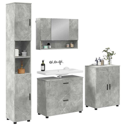 Bathroom Furniture Set with Drawer 4 pcs Concrete Grey