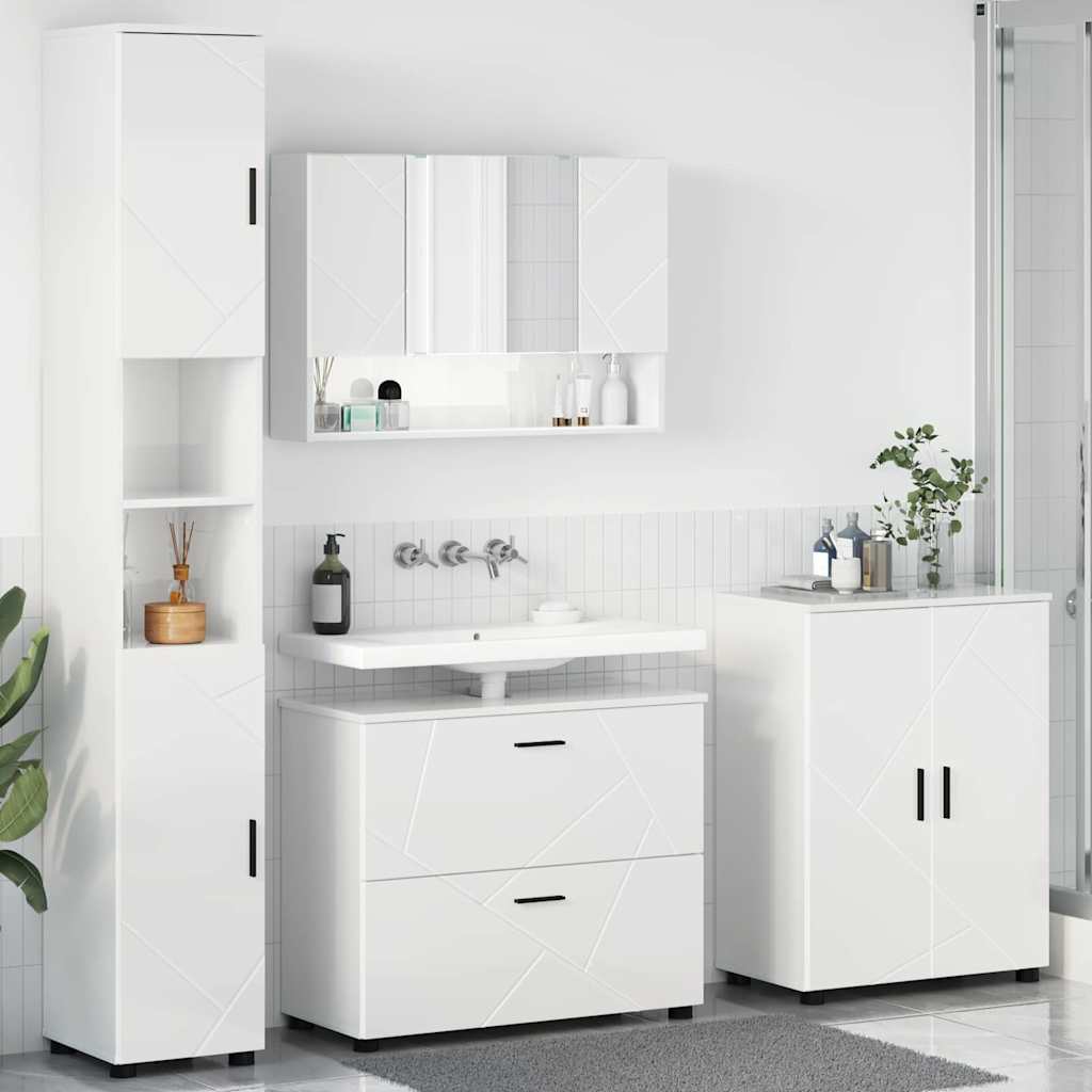 Bathroom Furniture Set with Drawer 4 pcs High Gloss White