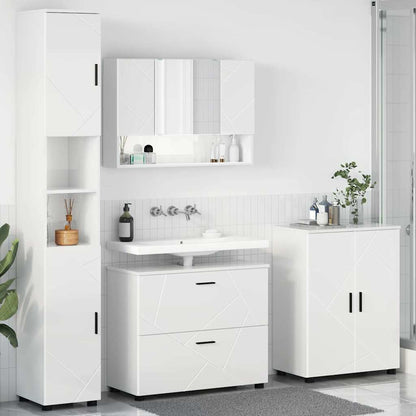 Bathroom Furniture Set with Drawer 4 pcs High Gloss White