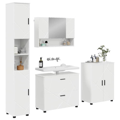 Bathroom Furniture Set with Drawer 4 pcs High Gloss White