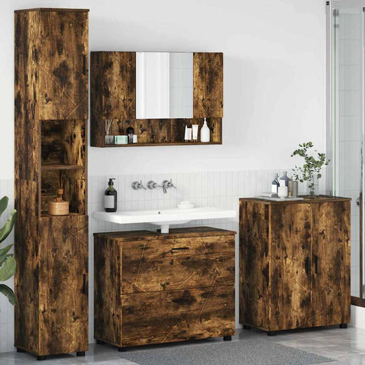 Bathroom Furniture Set 4 pcs Smoked Oak