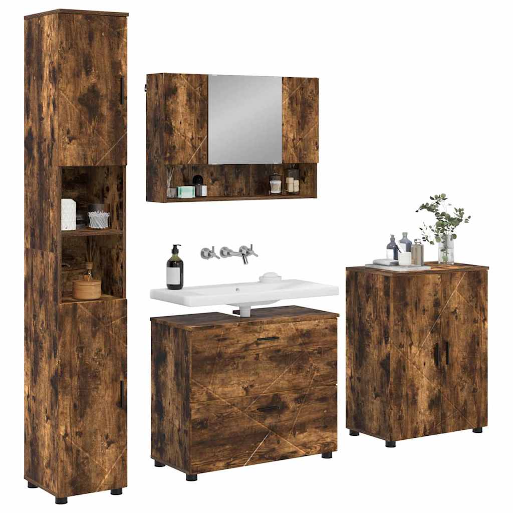 Bathroom Furniture Set 4 pcs Smoked Oak