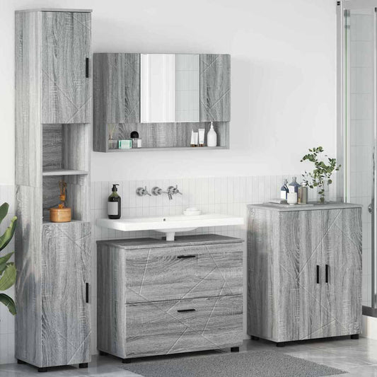 Bathroom Furniture Set 4 pcs Grey Sonoma