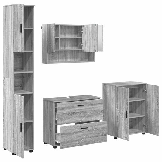 Bathroom Furniture Set 4 pcs Grey Sonoma