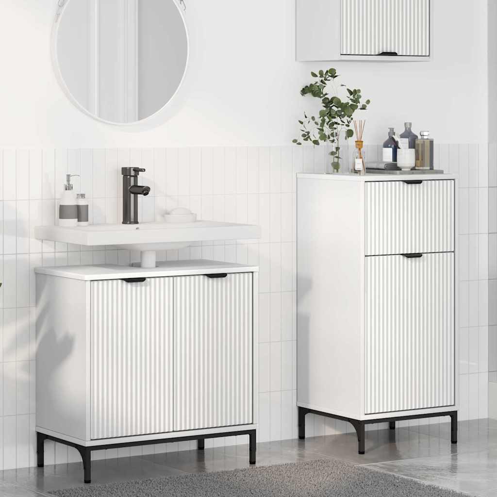 Bathroom Furniture Set 2 pcs White Engineered Wood and Metal