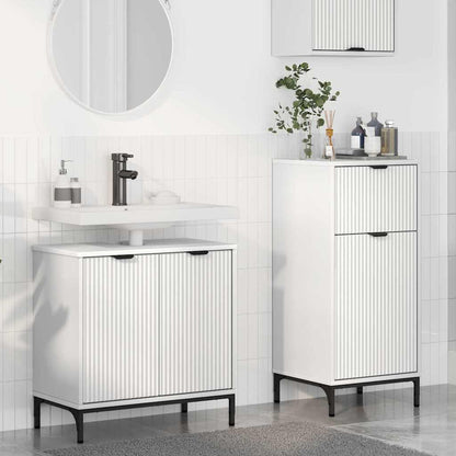 Bathroom Furniture Set 2 pcs White Engineered Wood and Metal