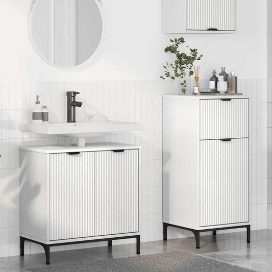 Bathroom Furniture Set 2 pcs White Engineered Wood and Metal