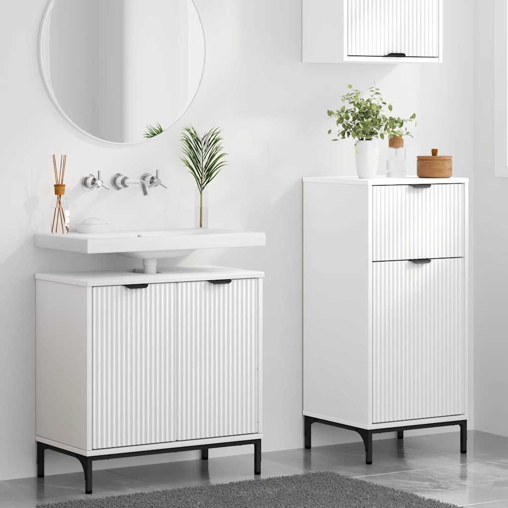 Bathroom Furniture Set 2 pcs White Engineered Wood and Metal