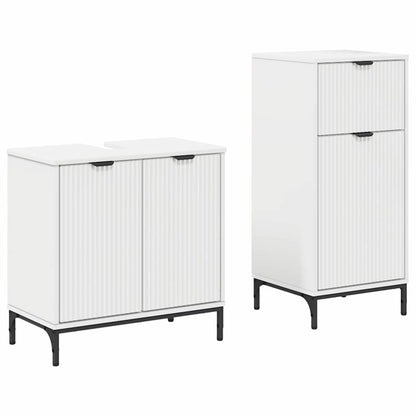 Bathroom Furniture Set 2 pcs White Engineered Wood and Metal