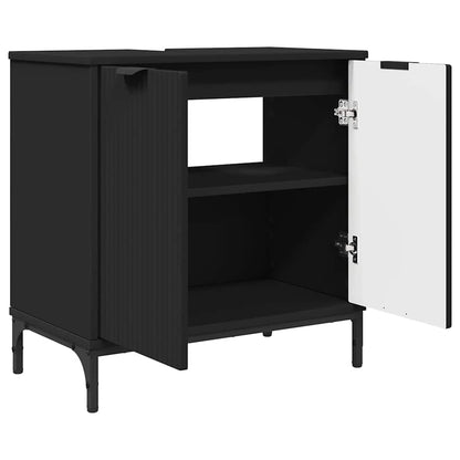 Bathroom Furniture Set 2 pcs Black Engineered Wood and Metal