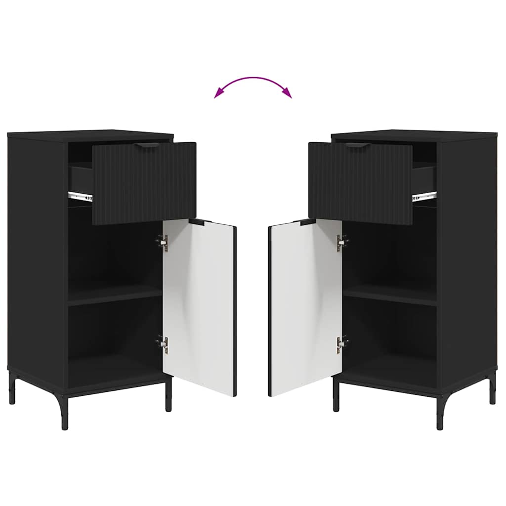 Bathroom Furniture Set 2 pcs Black Engineered Wood and Metal