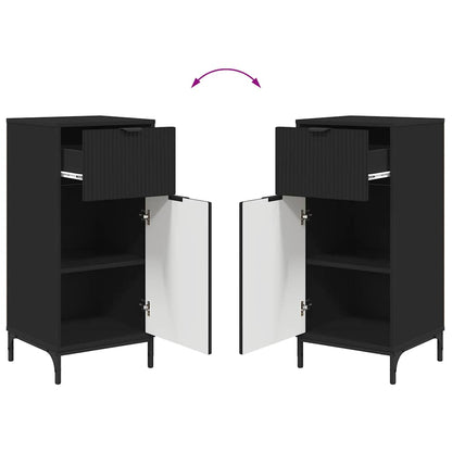 Bathroom Furniture Set 2 pcs Black Engineered Wood and Metal