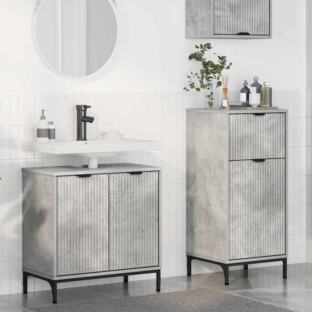 Bathroom Furniture Set with Drawer 2 pcs Concrete Grey