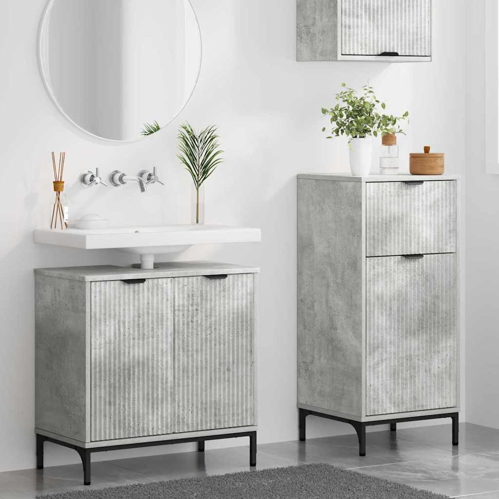 Bathroom Furniture Set with Drawer 2 pcs Concrete Grey