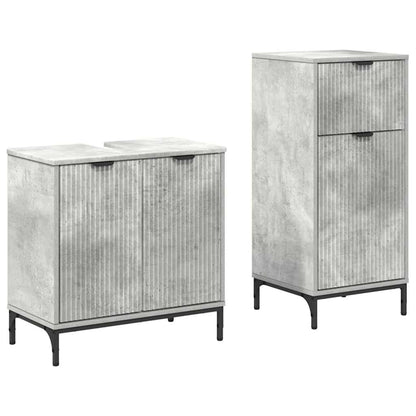 Bathroom Furniture Set with Drawer 2 pcs Concrete Grey