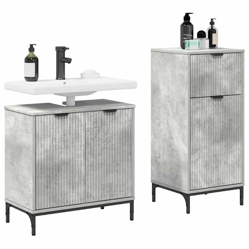 Bathroom Furniture Set with Drawer 2 pcs Concrete Grey