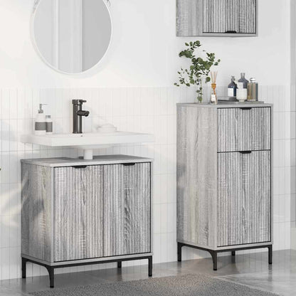 Bathroom Furniture Set with Drawer with Shelf 2 pcs Grey Sonoma