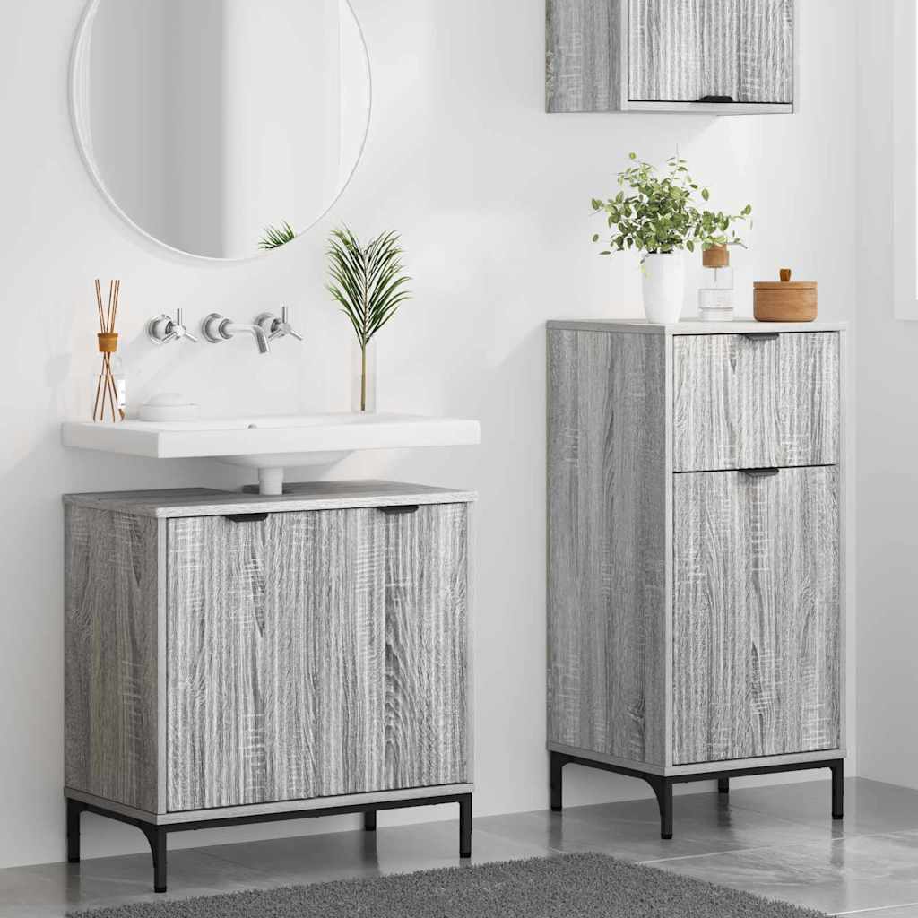 Bathroom Furniture Set with Drawer with Shelf 2 pcs Grey Sonoma