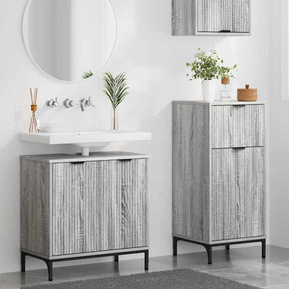 Bathroom Furniture Set with Drawer with Shelf 2 pcs Grey Sonoma