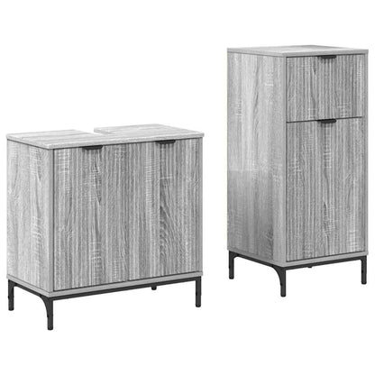 Bathroom Furniture Set with Drawer with Shelf 2 pcs Grey Sonoma