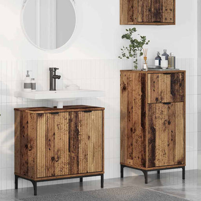 Bathroom Furniture Set 2 pcs Old Wood Engineered Wood and Metal