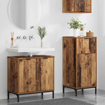 Bathroom Furniture Set 2 pcs Old Wood Engineered Wood and Metal