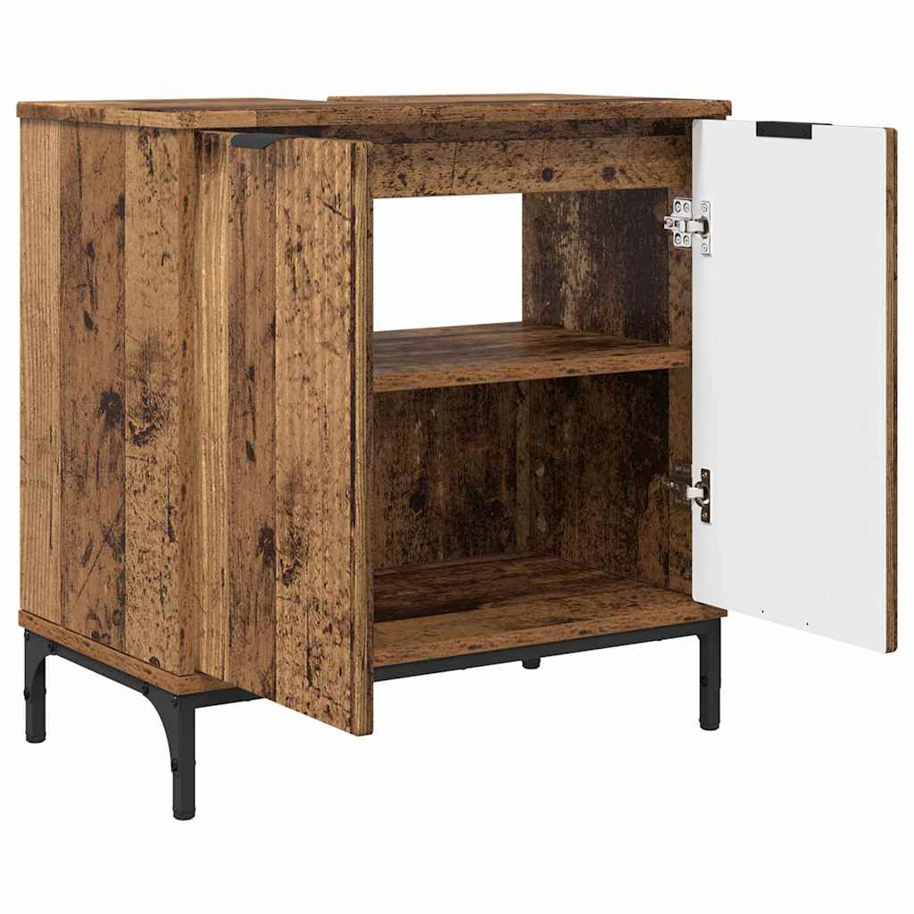 Bathroom Furniture Set 2 pcs Old Wood Engineered Wood and Metal