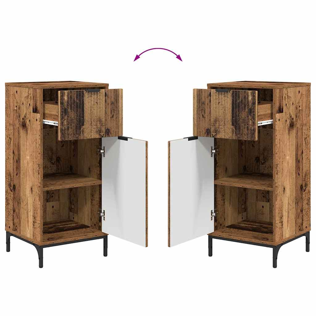 Bathroom Furniture Set 2 pcs Old Wood Engineered Wood and Metal