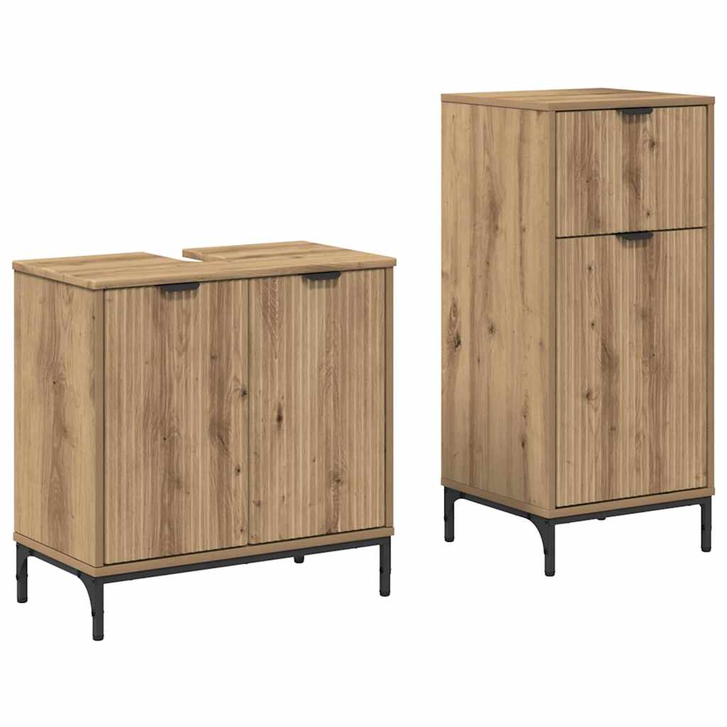Bathroom Furniture Set with Drawer with Shelf 2 pcs Artisan Oak