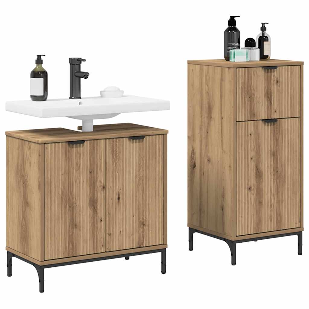 Bathroom Furniture Set with Drawer with Shelf 2 pcs Artisan Oak
