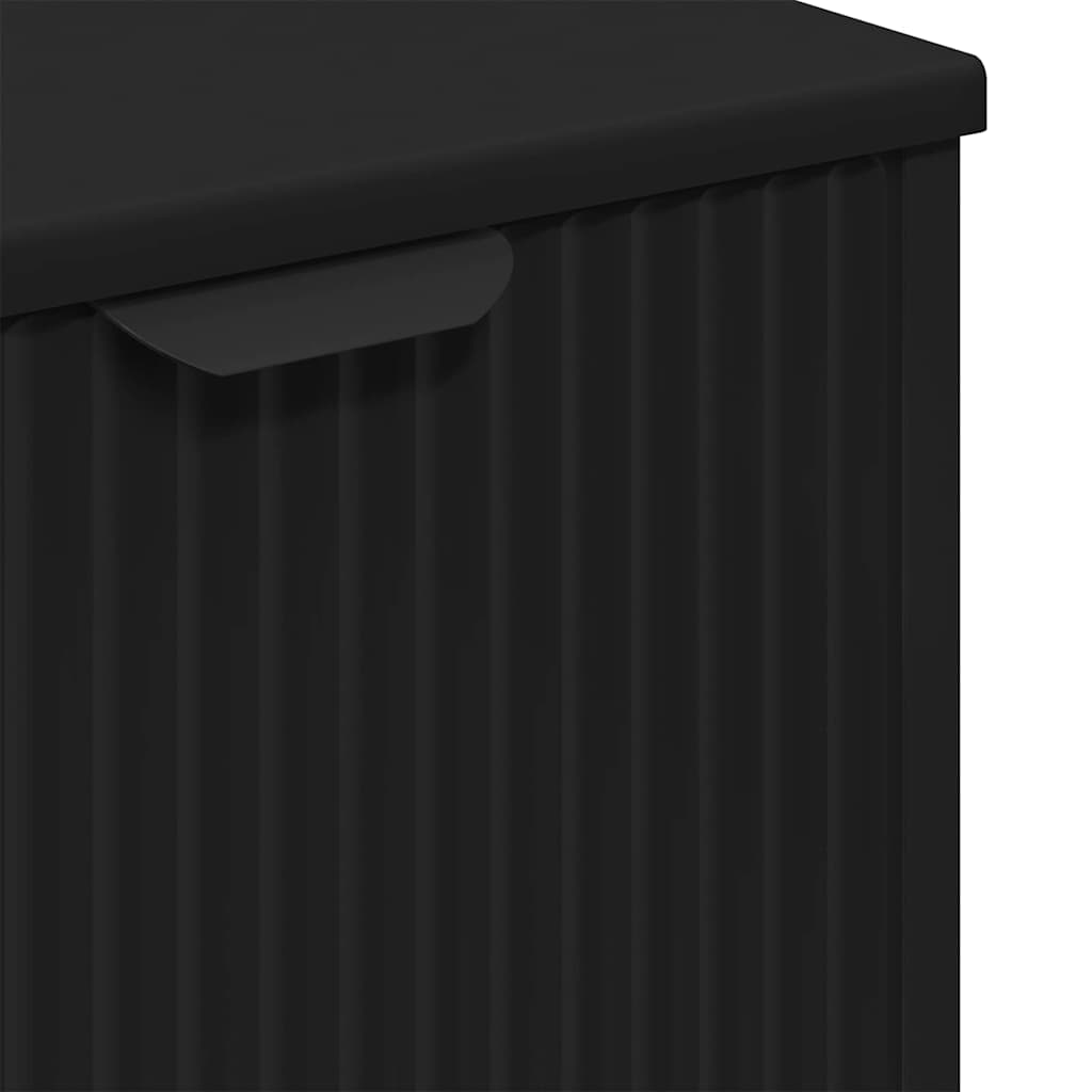 Bathroom Furniture Set 3 pcs Black Engineered Wood and Metal