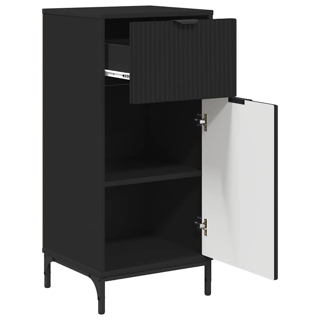 Bathroom Furniture Set 3 pcs Black Engineered Wood and Metal
