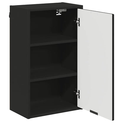 Bathroom Furniture Set 3 pcs Black Engineered Wood and Metal