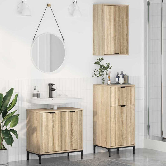 Bathroom Furniture Set 3 pcs Sonoma Oak