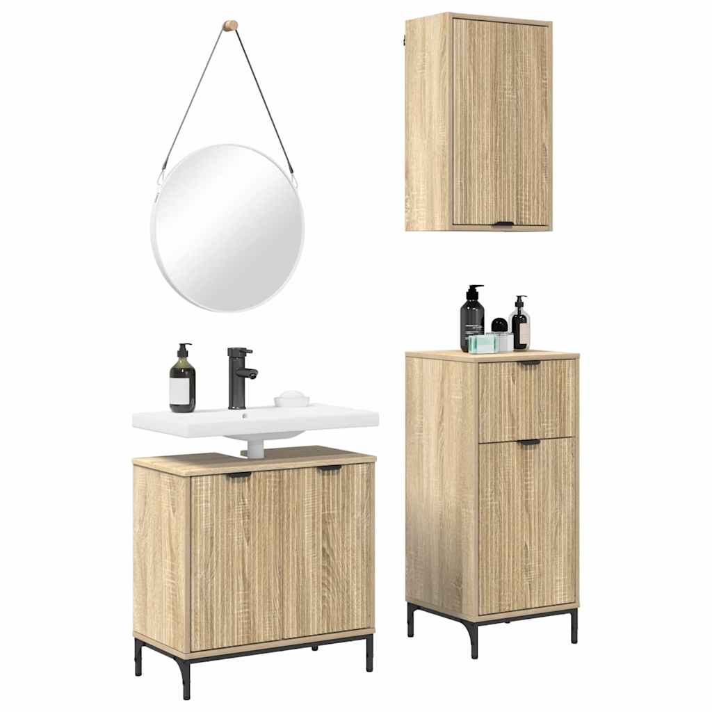 Bathroom Furniture Set 3 pcs Sonoma oak Engineered wood