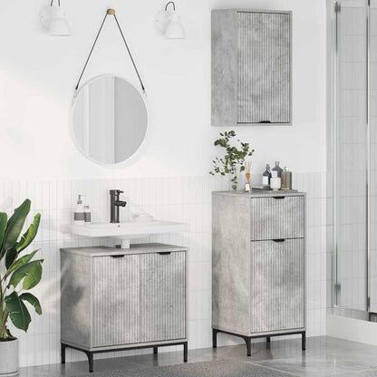 Bathroom Furniture Set 3 pcs Concrete grey Engineered wood