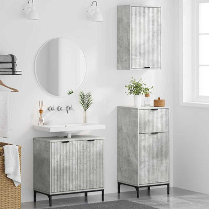 Bathroom Furniture Set 3 pcs Concrete grey Engineered wood