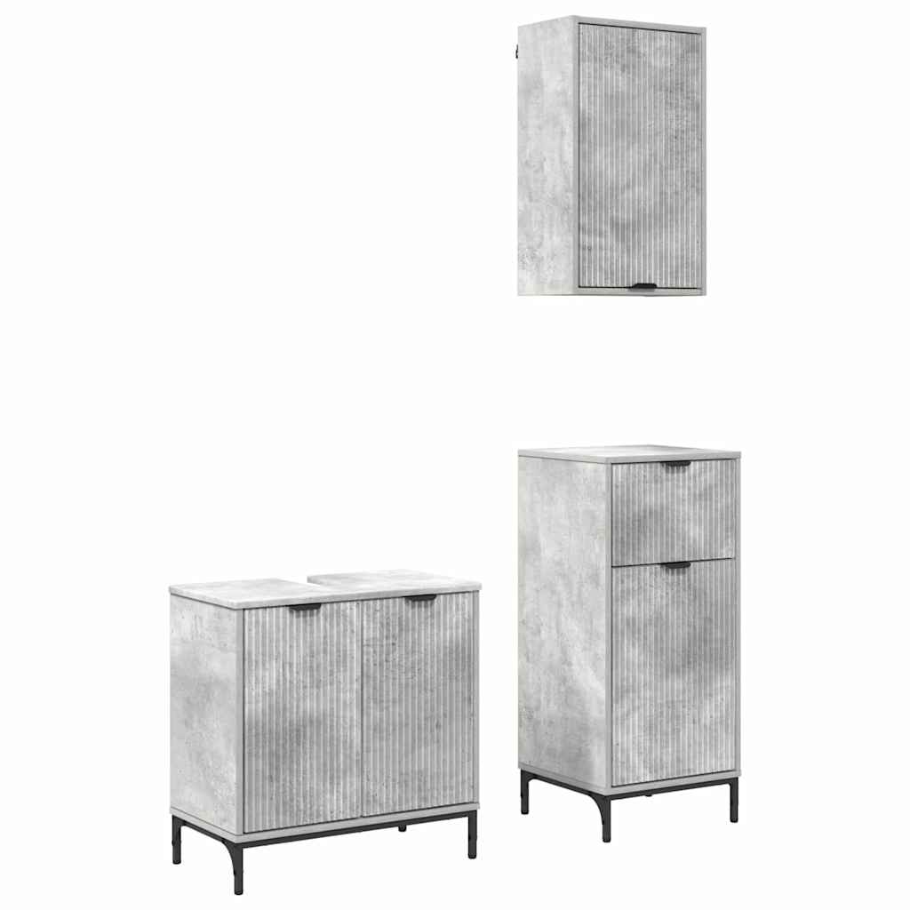 Bathroom Furniture Set 3 pcs Concrete grey Engineered wood