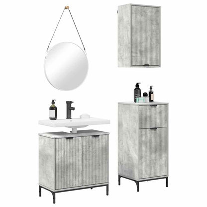 Bathroom Furniture Set 3 pcs Concrete grey Engineered wood